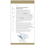 Brochure page with heading "Cut", text, cut scale, and illustration demonstrating diamond anatomy