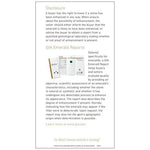 Emerald brochure panel with sections "Disclosure" and "GIA Emerald Reports"